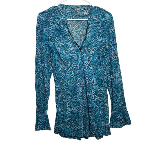 Per Una Blouse Women's 14 Sheer Flare Sleeve V-Neck Beaded Shirt Top Boho - Picture 1 of 11